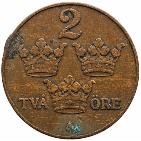 1923 2 Öre Sweden Coin Gustaf V