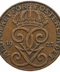 1923 2 Öre Sweden Coin Gustaf V