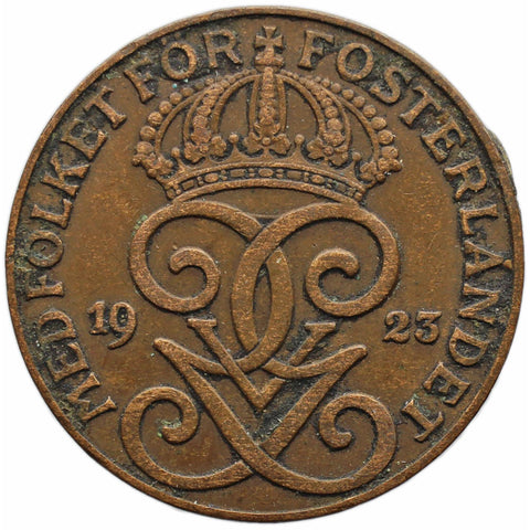 1923 2 Öre Sweden Coin Gustaf V