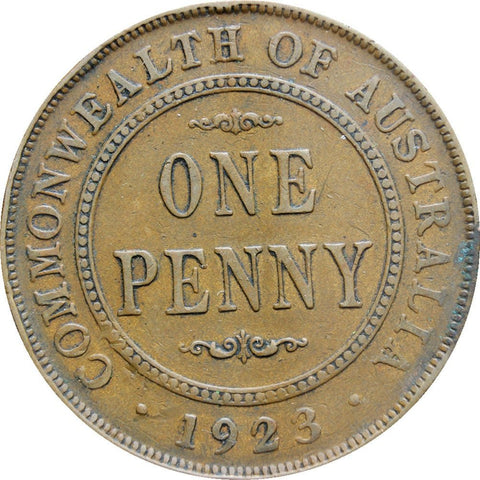 1923 One Penny Australia George V Coin