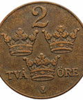 1925 2 Öre Sweden Coin Gustaf V