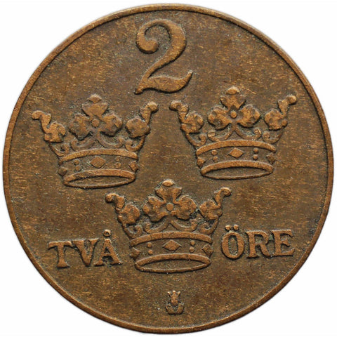 1925 2 Öre Sweden Coin Gustaf V