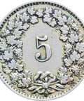 1925 5 Rappen Switzerland Coin