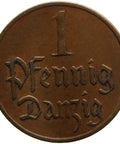 1926 1 Pfennig Coin Free city of Danzig