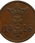 1926 1 Pfennig Coin Free city of Danzig