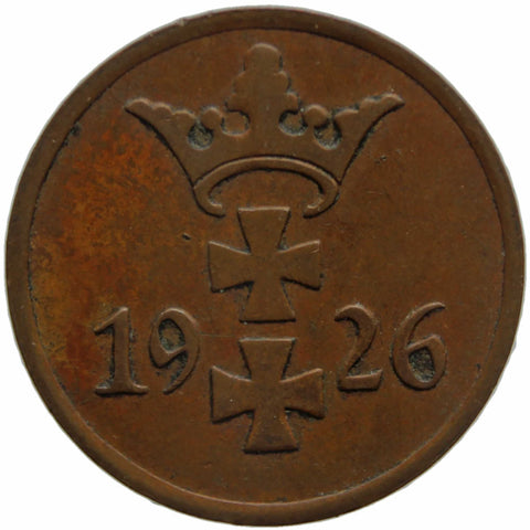 1926 1 Pfennig Coin Free city of Danzig