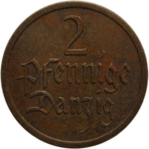 1926 2 Pfennig Coin Free city of Danzig