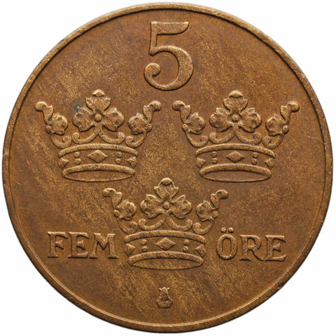 1928 5 Öre Sweden Coin Gustaf V