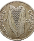 1928 Half Crown Ireland Coin Silver 2 Schilling 6 Pingin