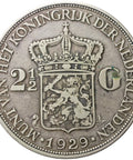 1929 2 1/2 Gulden Netherlands Coin Wilhelmina I Silver