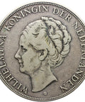 1929 2 1/2 Gulden Netherlands Coin Wilhelmina I Silver