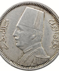 1929 2 Qirsh Egypt Coin Fuad I Silver