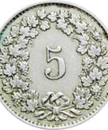 1929 5 Rappen Switzerland Coin