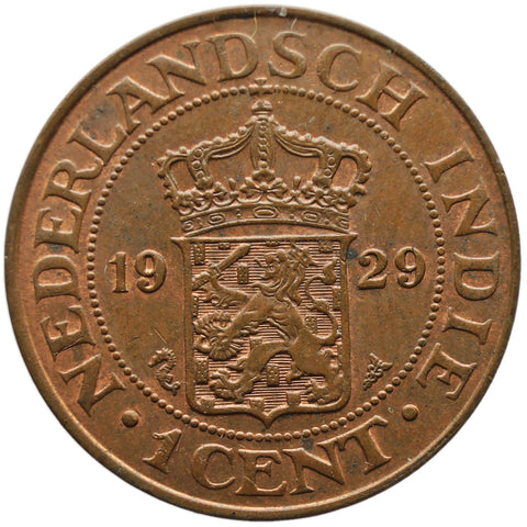 1929 One Cent Netherlands East Indies Coin Wilhelmina