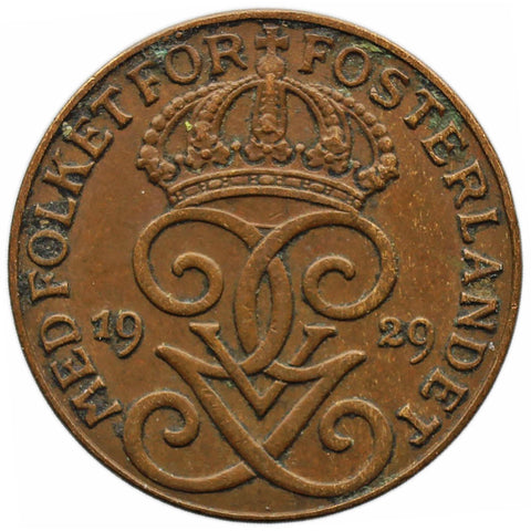 1929 One Öre Sweden Coin Gustaf V