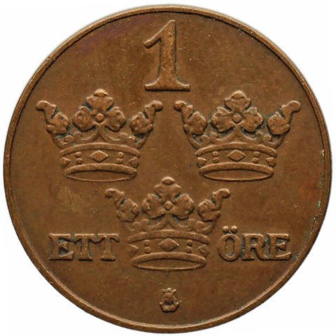 1929 One Öre Sweden Coin Gustaf V