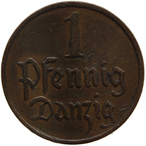 1930 1 Pfennig Coin Free city of Danzig