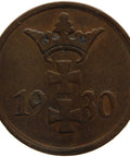 1930 1 Pfennig Coin Free city of Danzig