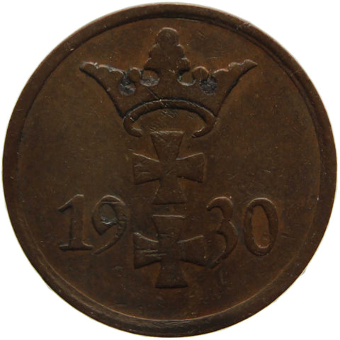 1930 1 Pfennig Coin Free city of Danzig