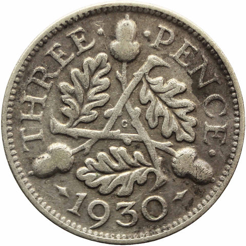 1930 3 Pence George V Silver Coin United Kingdom