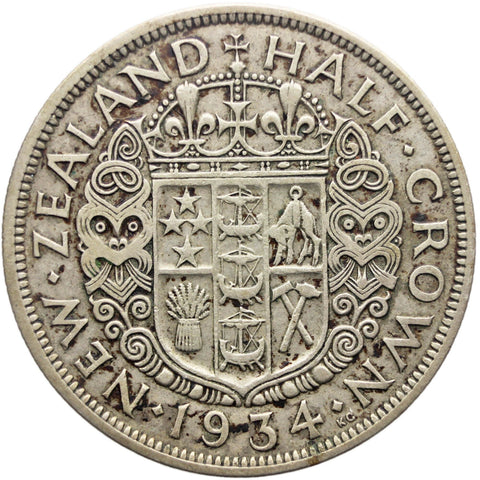 1934 Half Crown New Zealand Coin George V Silver