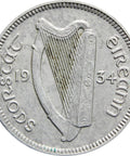 1934 Ireland 3 Pingin 1/2 Reul Coin