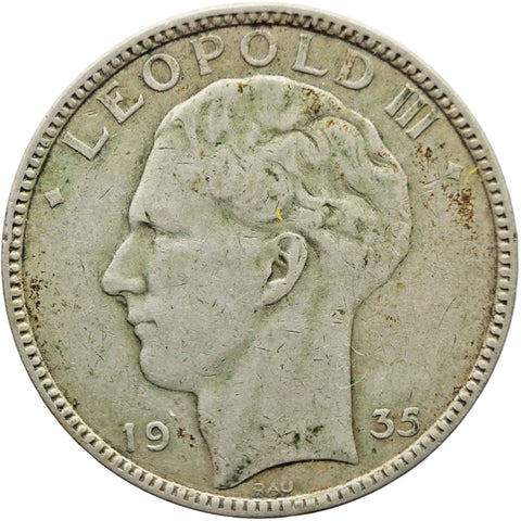 1935 20 Francs Belgium Silver Coin Leopold III
