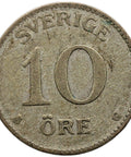 1935 G 10 Öre Sweden Coin Gustaf V Silver