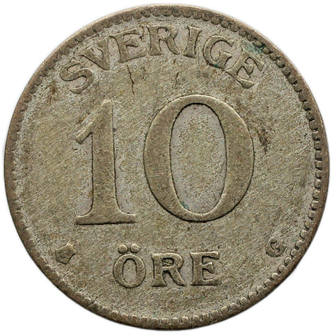 1935 G 10 Öre Sweden Coin Gustaf V Silver