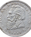1936 5 Litai Lithuania Silver Coin Jonas Basanavičius