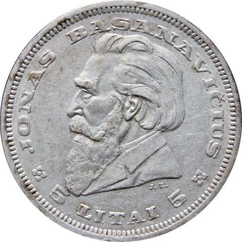 1936 5 Litai Lithuania Silver Coin Jonas Basanavičius