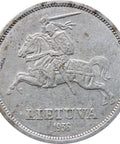 1936 5 Litai Lithuania Silver Coin Jonas Basanavičius