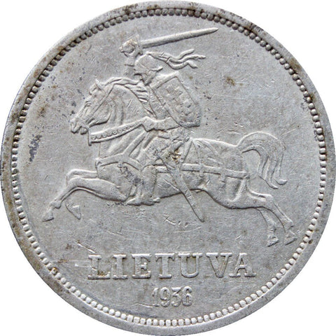 1936 5 Litai Lithuania Silver Coin Jonas Basanavičius