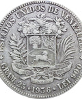1936 Venezuela 5 Bolivares Silver Coin Philadelphia Mint Simon Bolivar