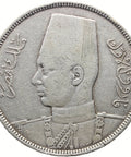 1937 10 Qirsh Egypt Coin Farouk Silver