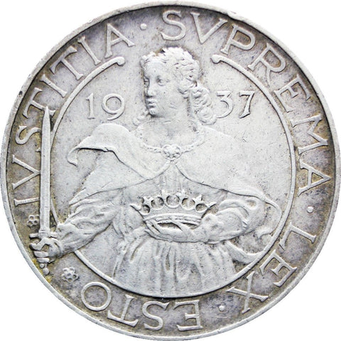 1937 San Marino 10 Lire Silver Coin