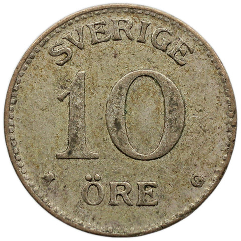 1938 G 10 Öre Sweden Coin Gustaf V Silver