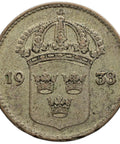 1938 G 10 Öre Sweden Coin Gustaf V Silver