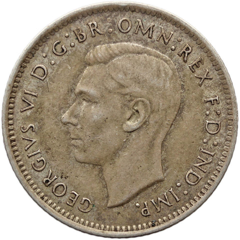 1938 Sixpence Australia Coin George VI Silver
