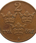1939 2 Öre Sweden Coin Gustaf V