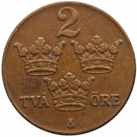 1939 2 Öre Sweden Coin Gustaf V