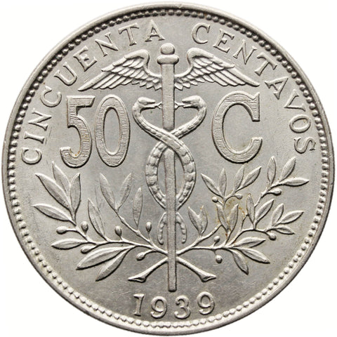 1939 50 Centavos Bolivia Coin