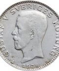 1939 One Krona Coin Gustaf V Sweden Silver Coins Europe Scandinavia Old Money Numismatic Collectible European