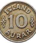 1940 10 Aurar Iceland Coin Christian X