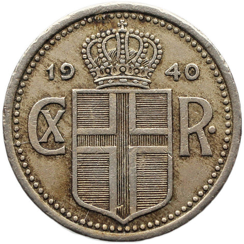 1940 10 Aurar Iceland Coin Christian X