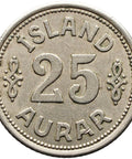1940 25 Aurar Iceland Coin Christian X