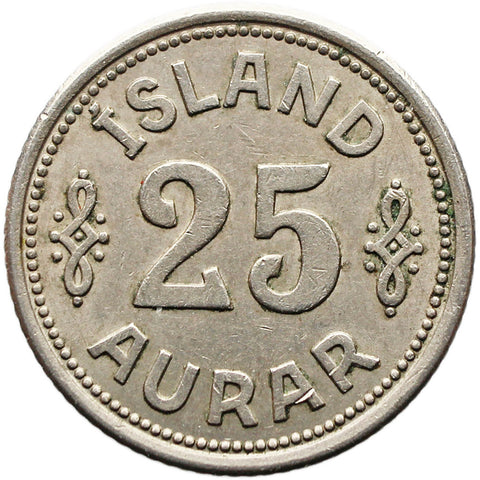 1940 25 Aurar Iceland Coin Christian X