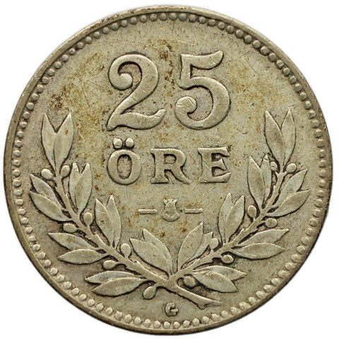 1940 G 25 Öre Sweden Coin Gustaf V Silver