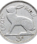 1940 Ireland 3 Pingin 1/2 Reul Coin