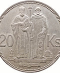 1941 20 Korun Slovakia Coin Silver St. Cyril and St. Methodius